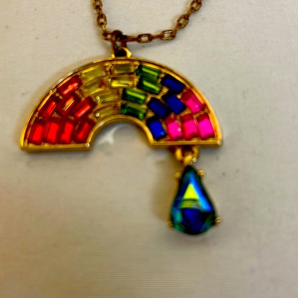 Betsy Johnson Rainbow pride Necklace Red Heart Earrings Set - Picture 2 of 4